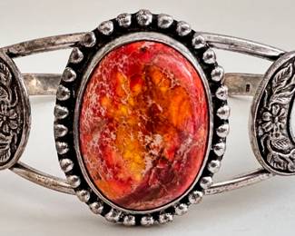 Two 925 Sterling Silver Bracelets: 3 Large Stones & Italian Chain
Lot #: 29