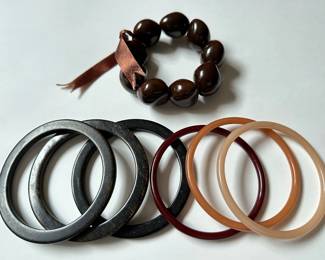 7 Bangle Bracelets & Chestnut Bracelet
Lot #: 133