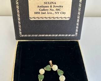 New In Box Carved Jade Leaves & Bone Flowers Pendant
Lot #: 16