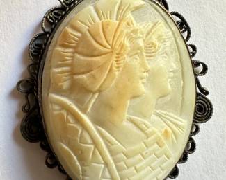 3 Vintage Cameos: Pendant, Brooch Pin & Ring, Size 6.5
Lot #: 33