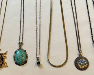 6 Necklaces, Mostly Vintage Including Sterling Silver Pendant With Turquoise Colored Stone & Chinese Rickshaw
Lot #: 120