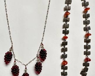 Vintage 925 Sterling Silver Necklace With Beads & Raspberry Charm Necklace
Lot #: 73