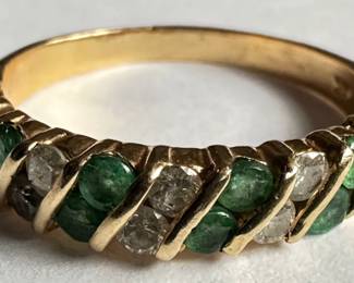 Vintage 14 Karat Gold, Diamond & Emerald Ring, Size 7
Lot #: 14
