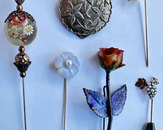 5 Stick Pins & 1 Shoe Clip, Largest By Ellen Rosenberg, Some Vintage
Lot #: 138