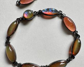 Vintage Opal & Sterling Silver Frame Bracelet In Original Frederick Loeser & Co Box, With One Extra Link
Lot #: 90