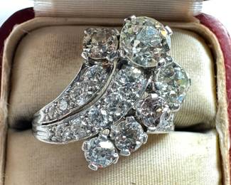 Vintage Tiffany & Co Diamond & Platinum Ring With 1955 Tiffany Appraisal In Original Box, Size 7.25
Lot #: 1