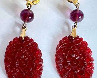 Antique Carved Stone Asian Style Earrings
Lot #: 61