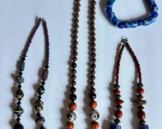2 African Beaded Necklaces, Painted Ceramic Bead Necklace & Bracelet
Lot #: 76