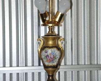The Second in the Pair of Painted Porcelain LaBarge Table Lamps, Sold as a Pair, $495