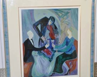 Barbara A. Wood (b.1962) Signed and Numbered Limited Edition Serio-lithograph on Woven Paper, Professionally Framed and Double Matted, 146/300 Titled "Dinner For Two" 25.5" x 32", ($250). 