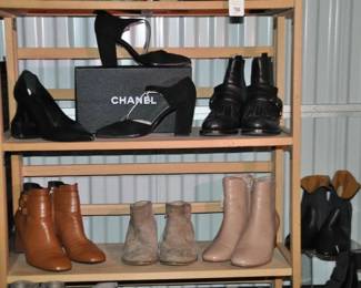 Amazing Woman's Shoes and Boots Available Include: Authentic Saint Laurent Black Pumps ($225), Authentic Chanel Black Suede Square Toe Pumps($425), Authentic Prada Black Loafer Boots ($225-SOLD), Tod's Caramel Leather Short Boot ($120), Steve Madden Beige Suede Booties ($30) and Bernardo Beige Leather Short Boots ($40). Most Sized 9 