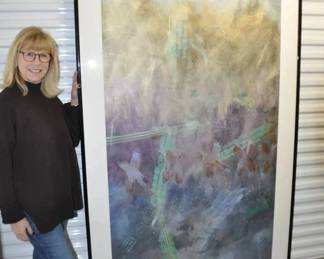 Oversized Abstract, Artist Signed Print, “2:15AM Northern Lights, July 1981”, 80” x 49” ($450)
