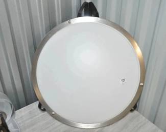 16" Flush Mounted Ceiling Fixture in Satin Silver and Frosted Molded Plastic, ($20). 