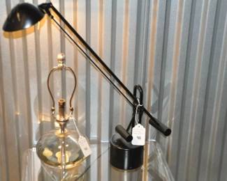 Lovely Heavy, Glass Globe, 15” Table Lamp ($145) Shown with a Modernist Milano Collection Black Metal Halogen Desk Lamp ($95) 