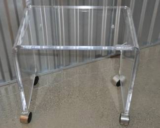 Mid-Century Waterfall Lucite Stool on Casters, W19” x H18.5” x D12” ($225) 