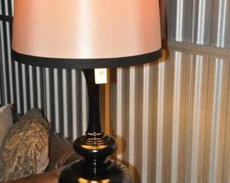 Wonderful 33” Black Pillar Lamp with Decorative Ribbon Shade, Two Available ($125 Each) 