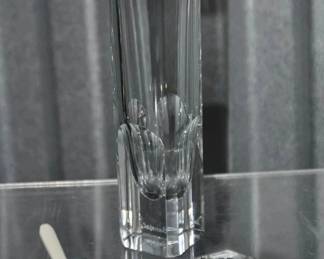 Baccarat is Always Admired! Pictured here is a 7" Baccarat Crystal "Pluton" Vase ($75) with A Pair of Baccarat Crystal Camel Diamond Cut Open Salt or Caviar Cellars with 1 Spoon, 2" x 1", ($95 for 3 Piece Set) 