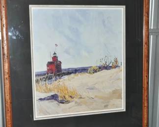 Another Michigan Artist Based out of Saugatuck, James Brandes, Double Pencil Signed 1999 Print Titled "Big Red", Professionally Framed and Matted 25.5" x 37" Overall, ($265). 