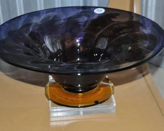 Gorgeous Blenko Lavender and Topez Blown Glass 15" Centerpiece Bowl 9322 ($120) 