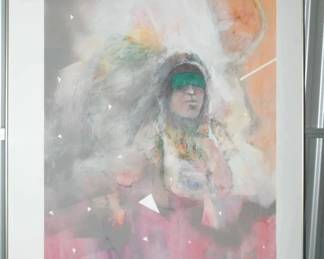 This is So Cool in Person! Signed Harold E. Larson (b.1935) Is An American Artist Based Out of Santa Fe, This Large Mixed Media On Paper, 38" x 48", ($495). 