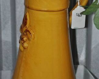Wonderful Golden Yellow 11" Ceramic Pitcher with Fleur De Les Design. ($45)
