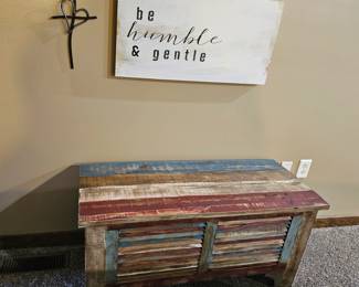 colorful bench/console