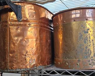 two brass storage pieces, great storage or planters 