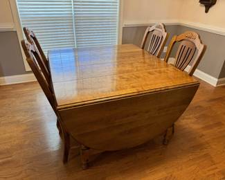Beautiful Rustic Solid Wood Drop Leaf Dining Table and 4 Chairs
