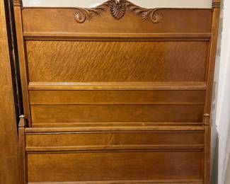 Heavy Oak Tall Back Paneled Full Size Bed