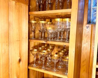 Vintage gold trimmed crystal stemware.