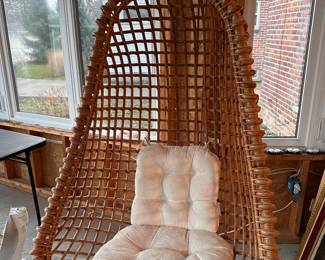 1970's hanging wicker chair.