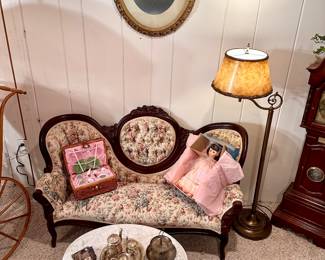 Victorian child's settee coffee and table set.