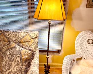 Art Deco Milcast floor lamp with brand new shade.