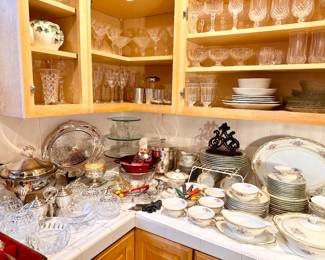 Lots of crystal and china.