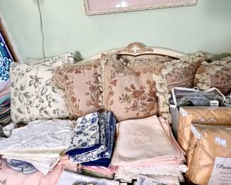 Designer tapestry accent pillows.