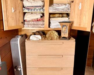 Mid century dresser and fabric.