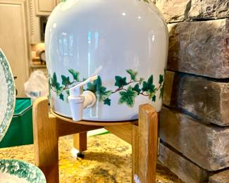 Ivy Vine Wrap Design Beverage Dispenser Crock & Stand