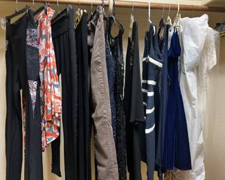 Wide array of women’s clothing from wedding dress, formal gowns, casual dresses