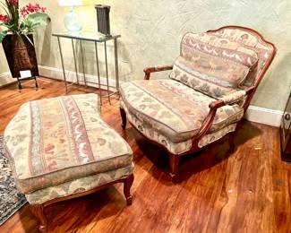 Oversized  Bergere chair and ottoman