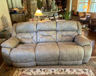 Grey electric reclining sofa