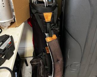 Set of golf clubs, and travel case