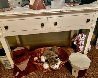 Off white 2 drawer wooden side table 