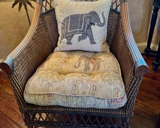 Pair of cane and wicker chairs