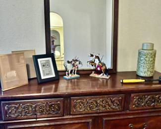 Matching dresser with mirror