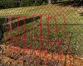 Red garden trellis