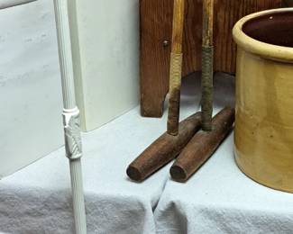 Vintage floor lamp and polo mallets