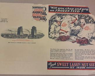 Much St. Joseph, MO collectibles. Vintage "Schreiber Milling & Grain Company Sweet Lassy" 2-sided advertising mailer, very rare!!