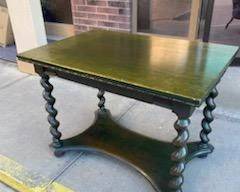 Vintage painted library table w/ twisted legs and drawer. 