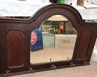 Wall mirror w/ hooks