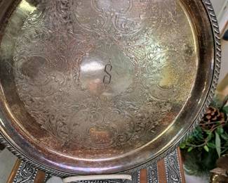 Vintage "S" silver plate tray